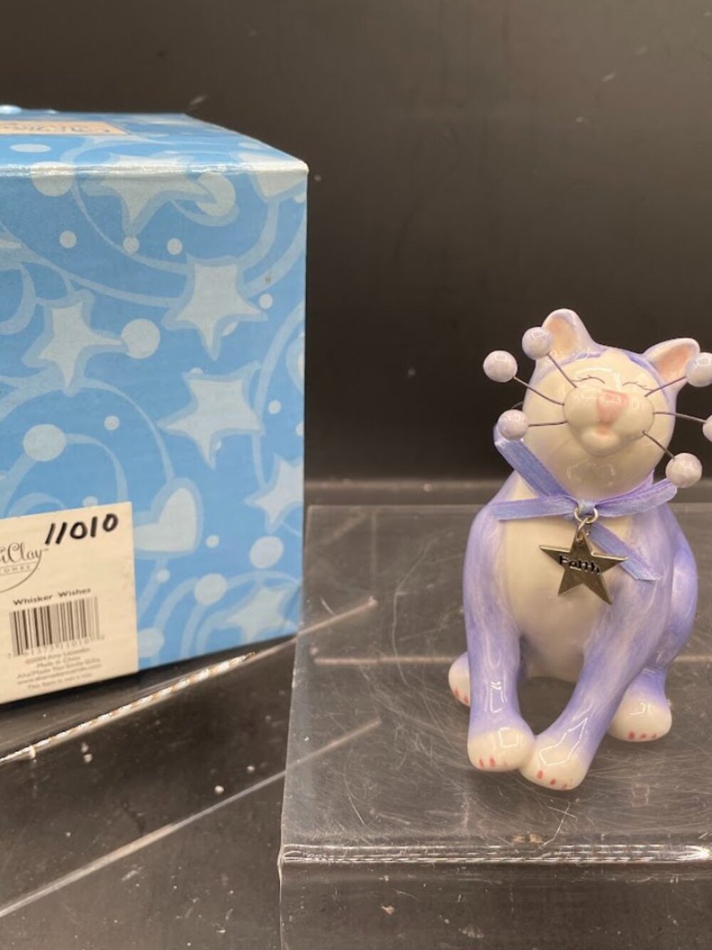 2004 Amy Lacombe Whimsiclay Lavender Faith Cat #11010 in Box